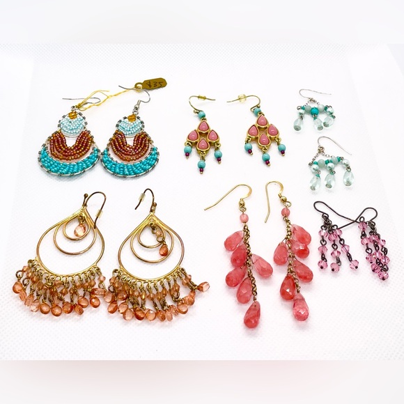 SIX PAIRS Pink and Blue Earrings in ONE Bundle!  Full Set of 6 Pairs / One Lot! - Picture 2 of 16